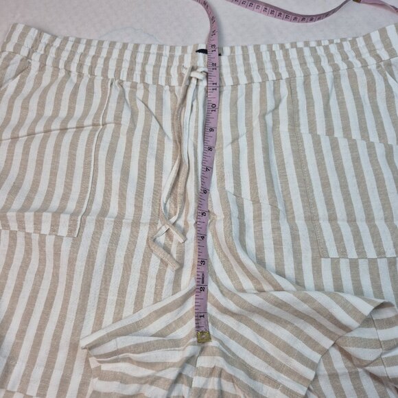 J.Crew Women's Striped linen-blend drawstring Shorts Size XXL Tan White (54) - Picture 11 of 13